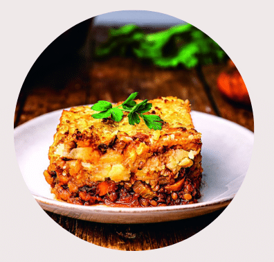 Hachis parmentier de panais et lentilles